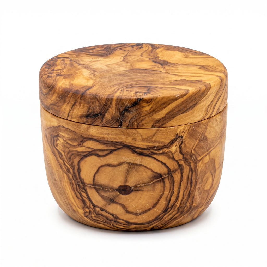 Olive Wood Salt Cellar with Swivel Lid
