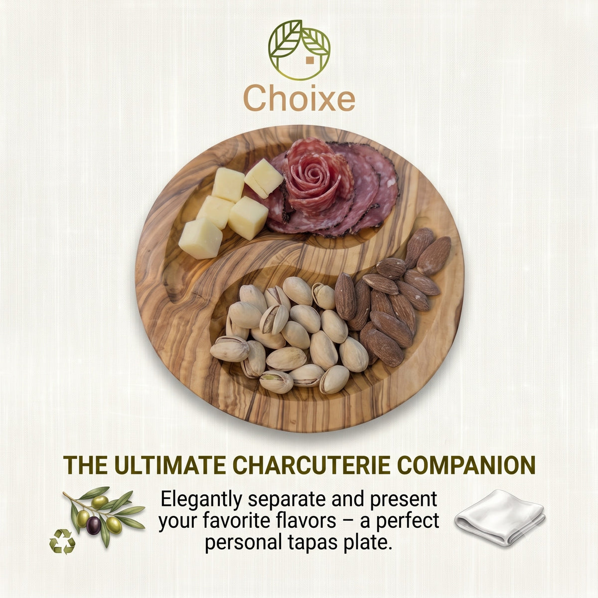 Olive Wood Charcuterie Plate 7 in