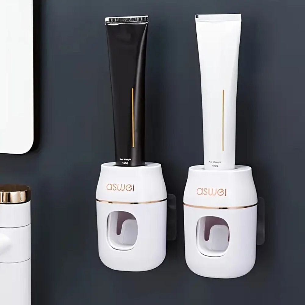 Wall Mounted Toothpaste Dispenser and Toothbrush Holder