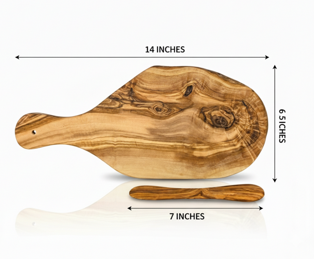 Olive Wood Bread Board and Butter Knife Set