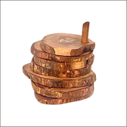 Olive Wood Coasters with Holder