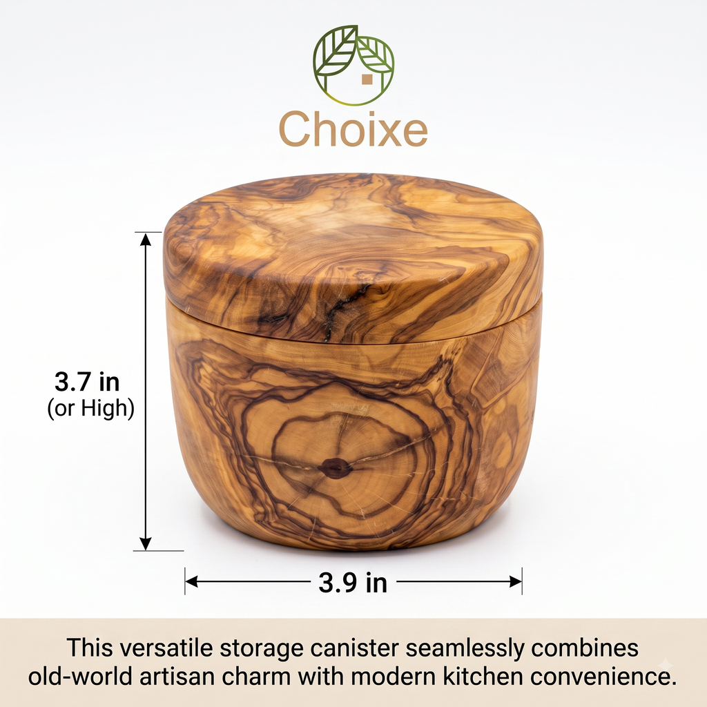 Olive Wood Salt Cellar with Swivel Lid