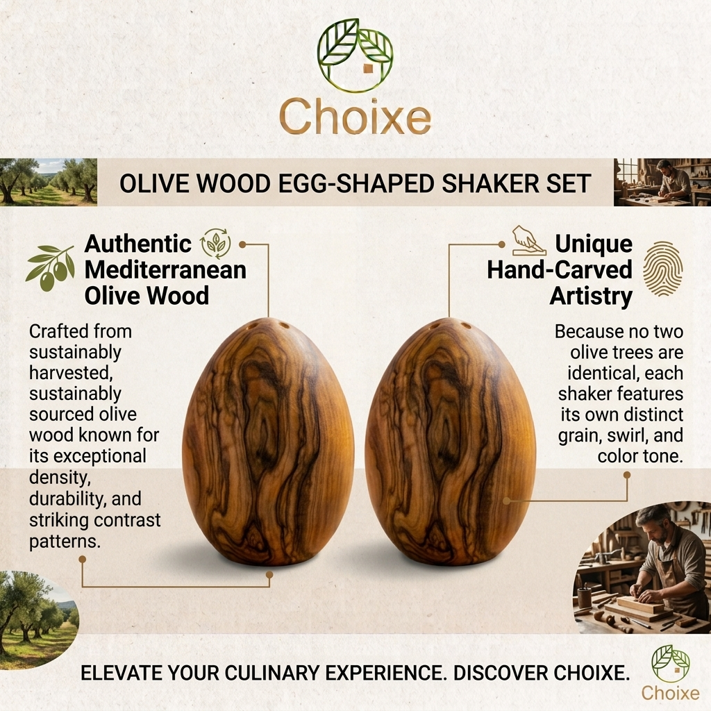Olive Wood Salt and Pepper Shakers Set