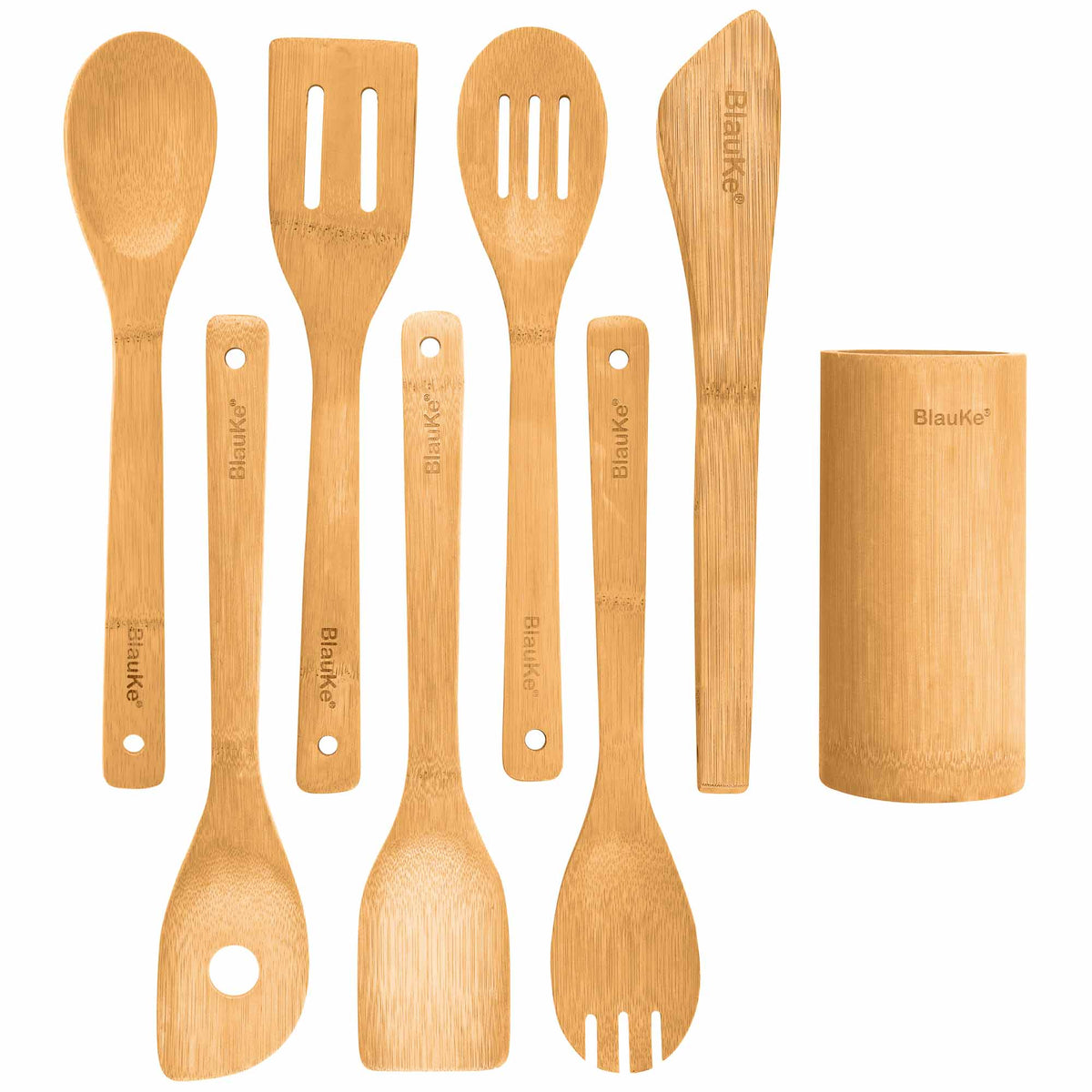 Bamboo Kitchen Utensil Set with Holder