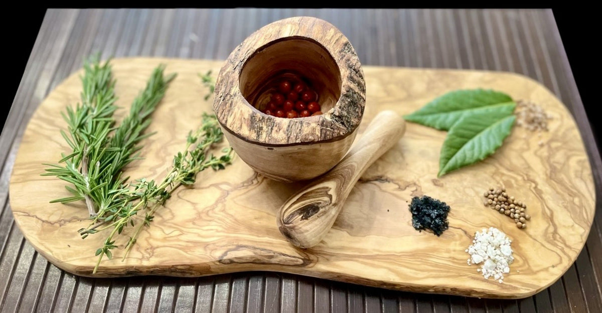 Olive Wood Mortar and Pestle Set