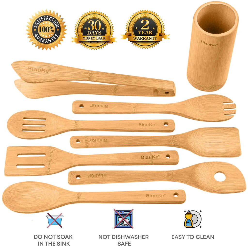 Bamboo Kitchen Utensil Set with Holder