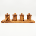 Olive Wood Kitchen Canister Set with Base