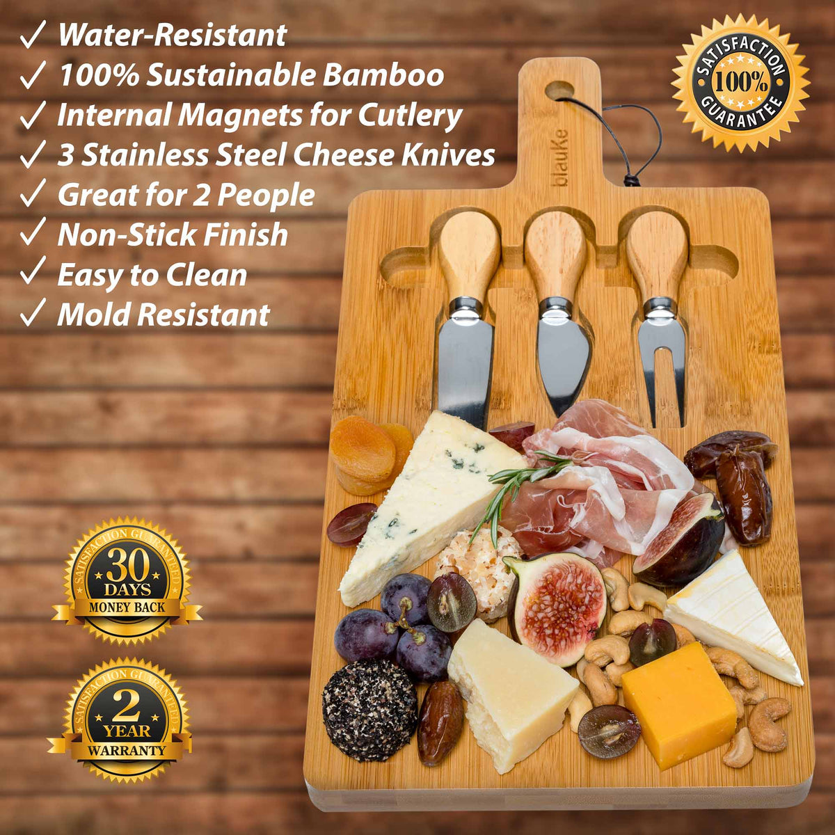 Bamboo Cheese Board and Knife Set