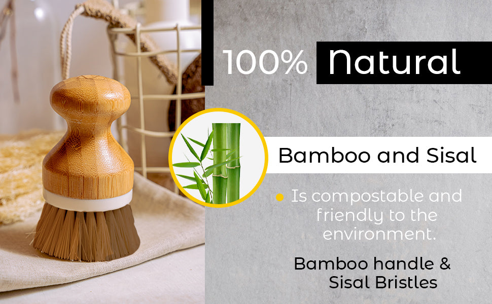 Bamboo Dish Brush with Sisal Bristles