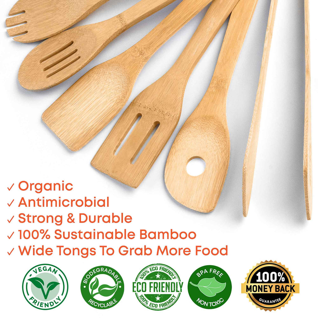 Bamboo Kitchen Utensil Set with Holder