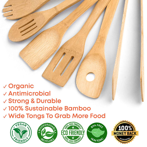 Bamboo Kitchen Utensil Set with Holder