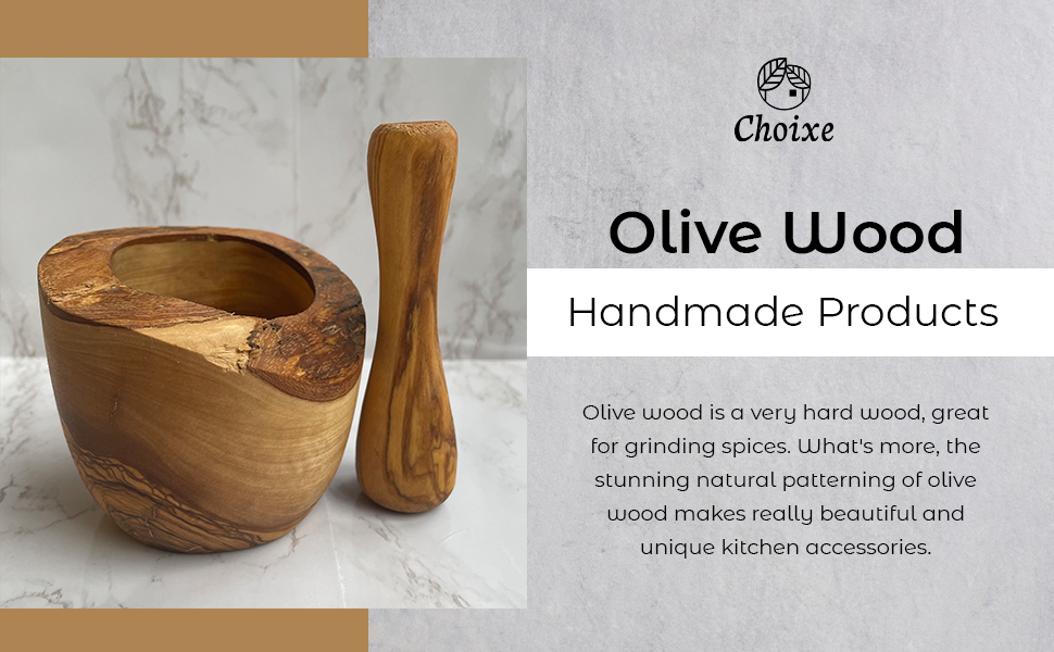 Olive Wood Mortar and Pestle Set