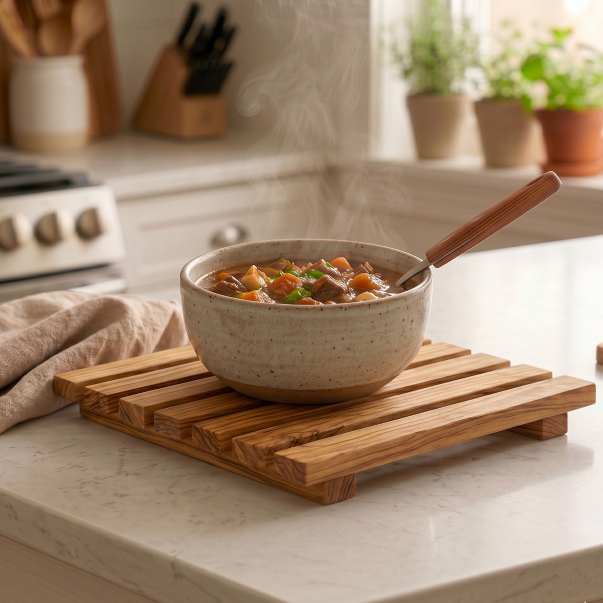 Olive Wood Trivet for Hot Pans