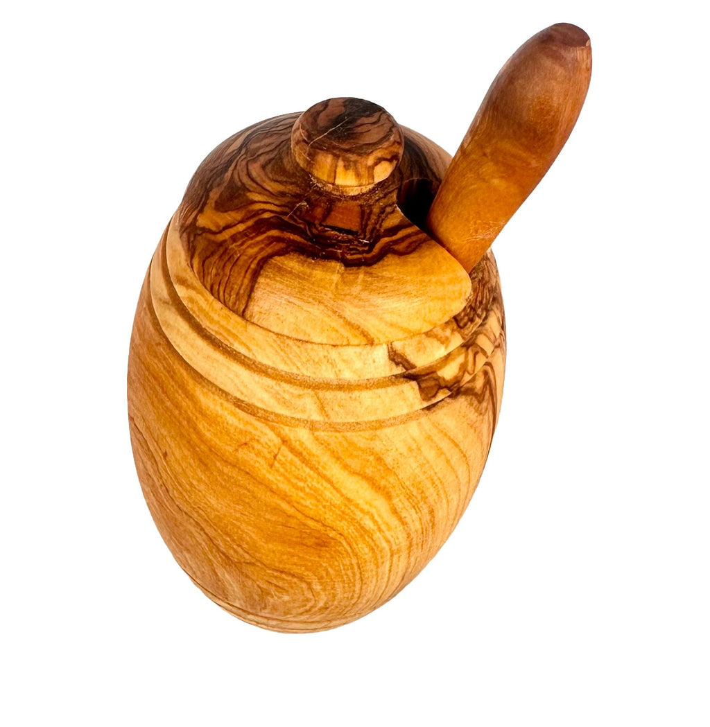 Olive Wood Honey Pot with Dipper and Lid