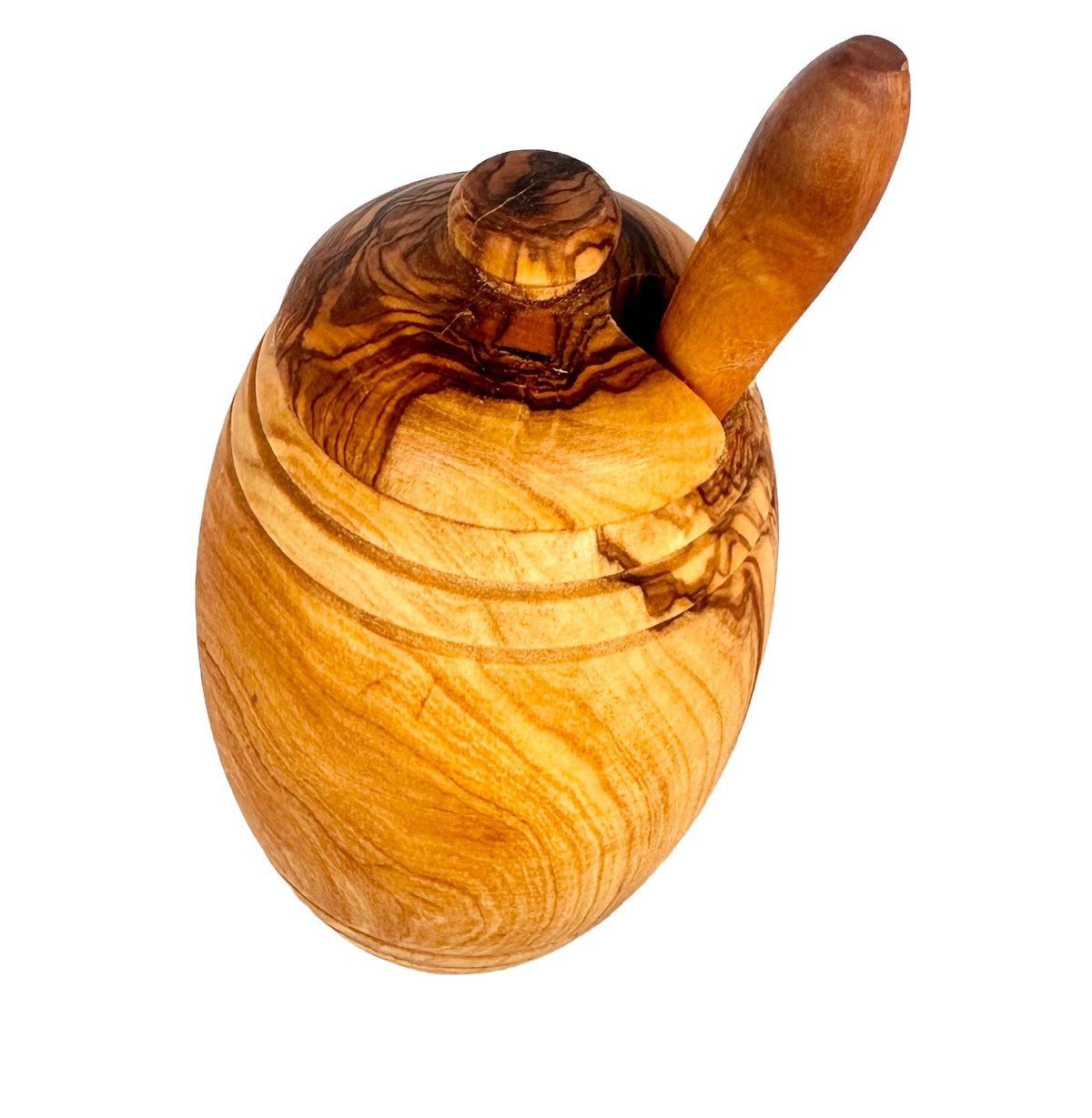 Olive Wood Honey Pot with Dipper and Lid