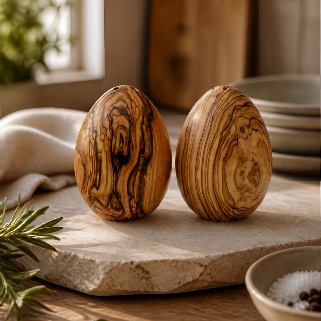 Olive Wood Salt and Pepper Shakers Set