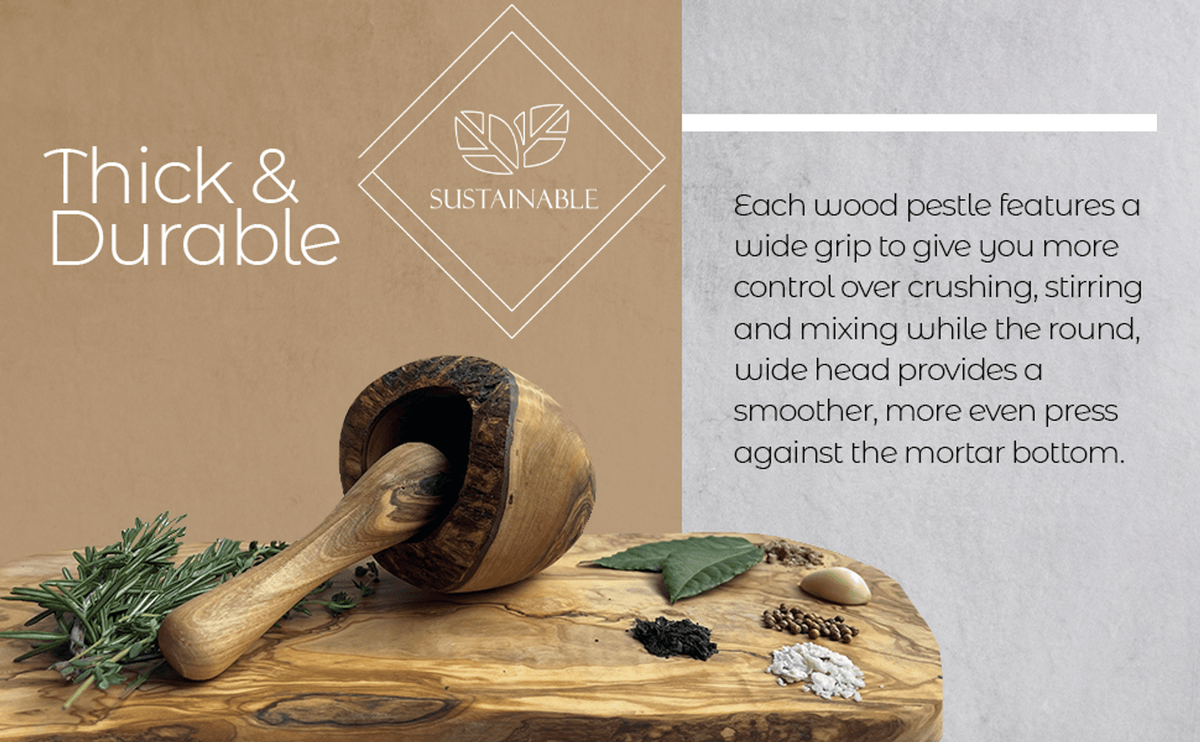 Olive Wood Mortar and Pestle Set