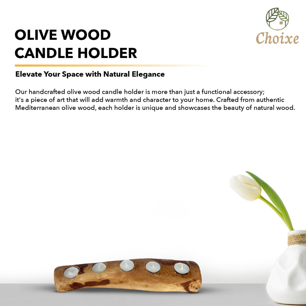 Olive Wood Taper Candle Holder