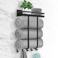 Wall Mounted Towel Rack with Shelf and 5 Hooks