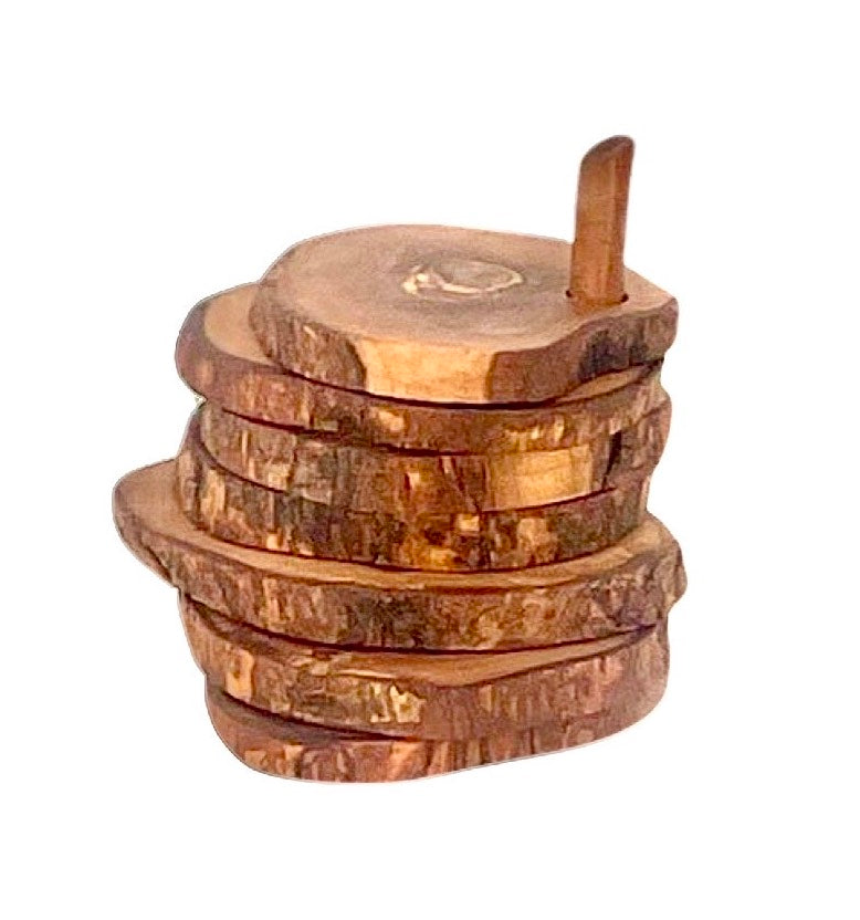 Olive Wood Coasters with Holder