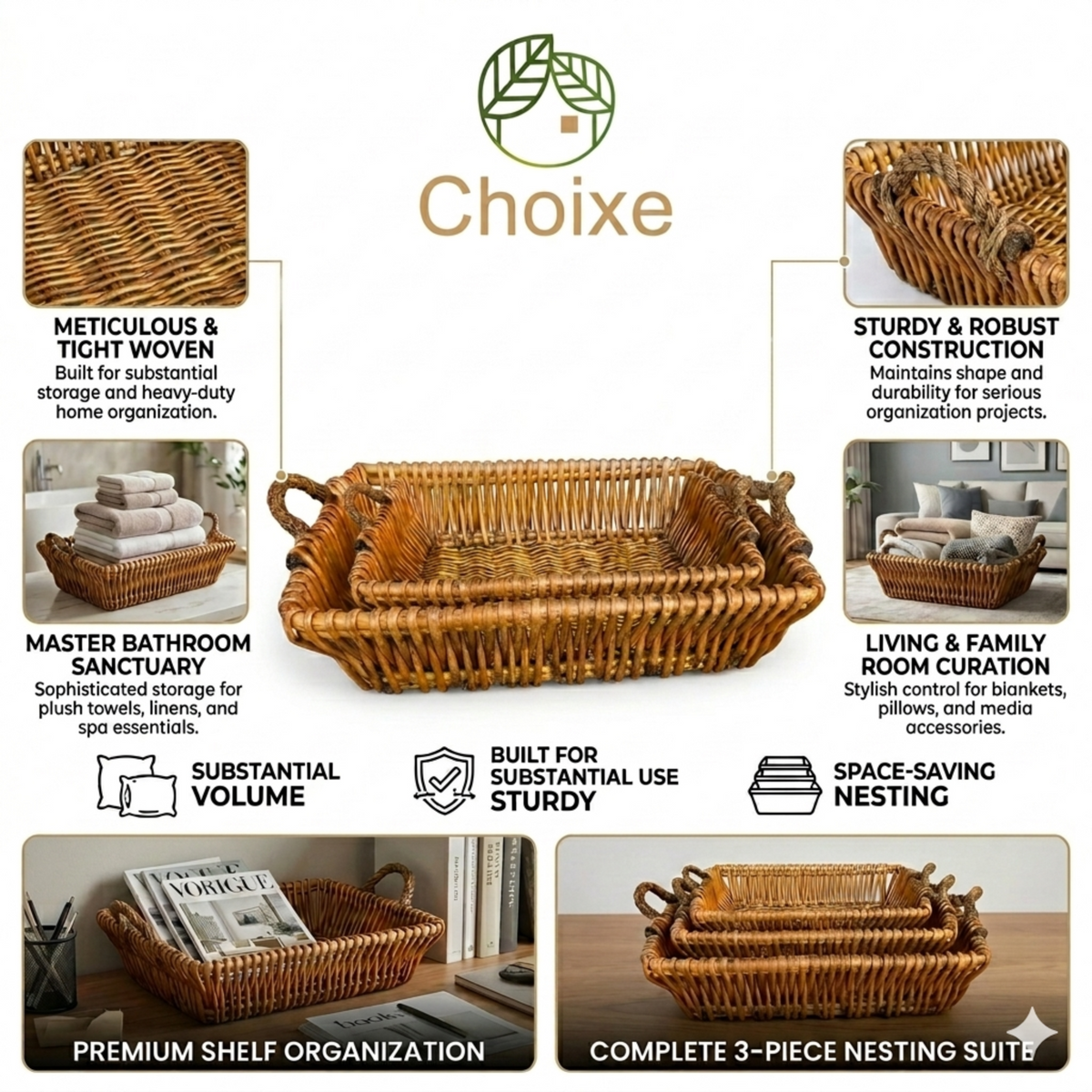 Woven Willow Storage Baskets