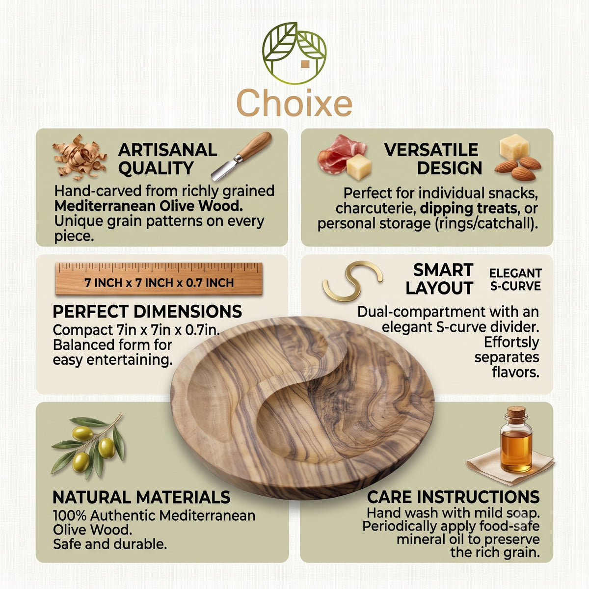 Olive Wood Charcuterie Plate 7 in