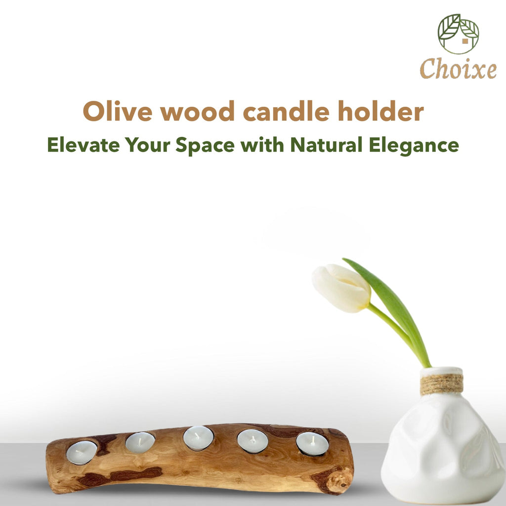 Olive Wood Taper Candle Holder