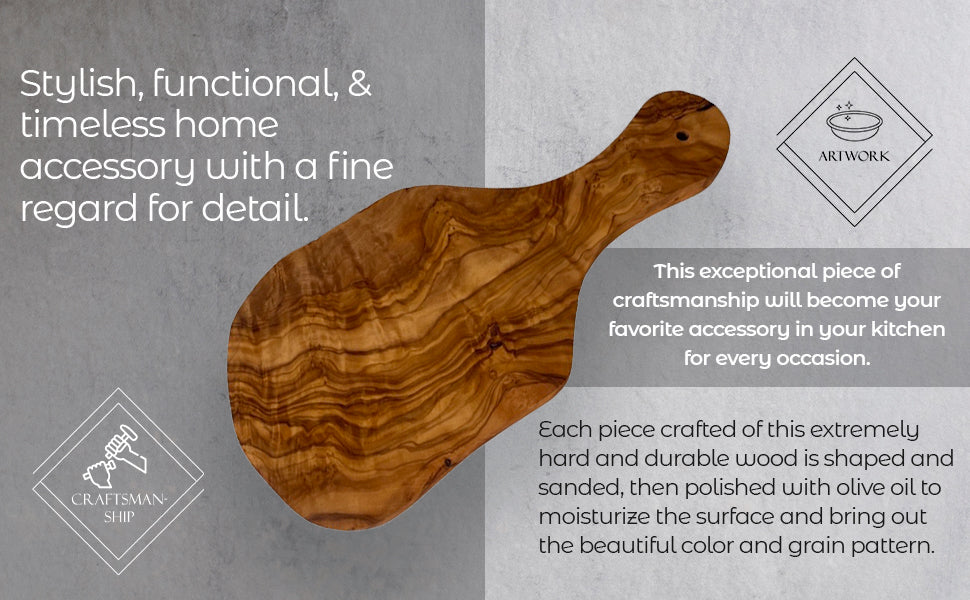 Small Olive Wood Cutting Board with Handle