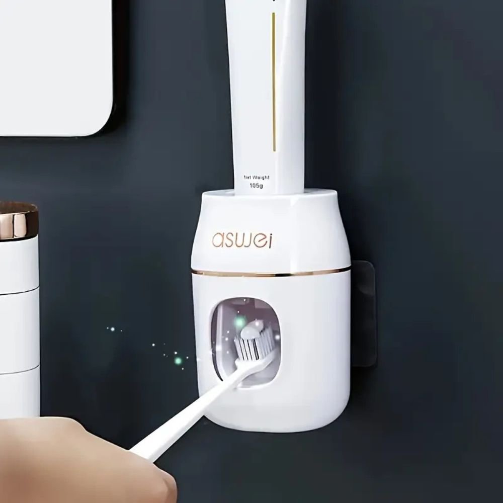 Wall Mounted Toothpaste Dispenser and Toothbrush Holder