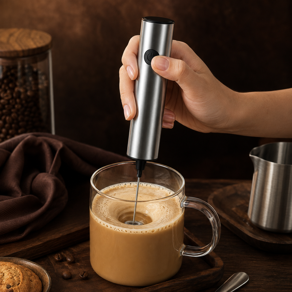 Battery Operated Milk Frother Whisk Handheld Mini Oval