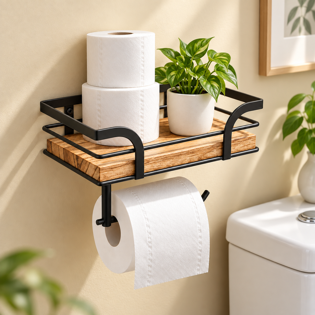 Decorative Bathroom Shelf Wall Mounted Towel Holder Rack