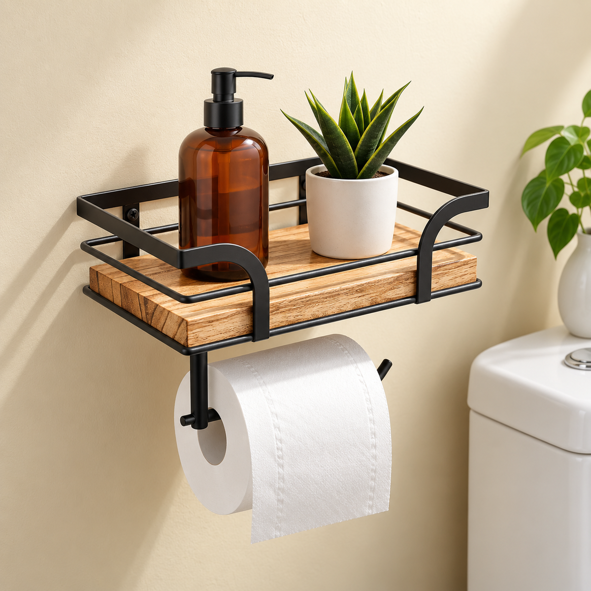 Decorative Bathroom Shelf Wall Mounted Towel Holder Rack