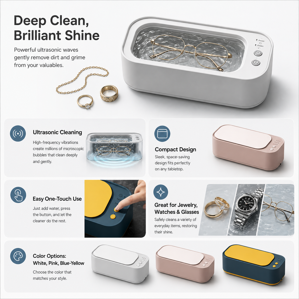 Effective Ultrasonic Cleaner Compact Jewelry Watch Bath
