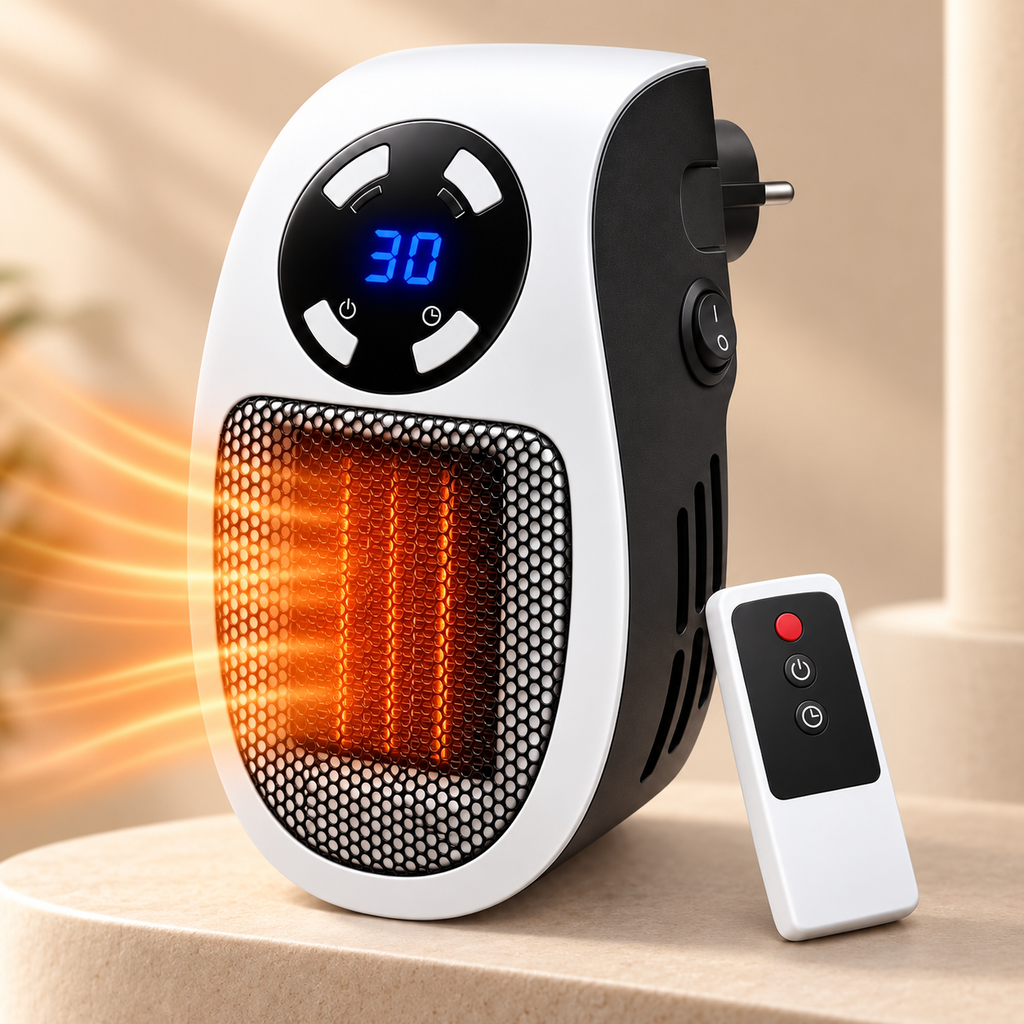 Electric Space Heater Remote Control Compact Oilless