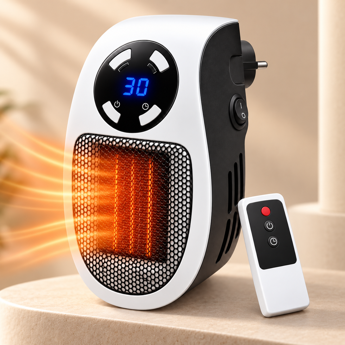 Electric Space Heater Remote Control Compact Oilless