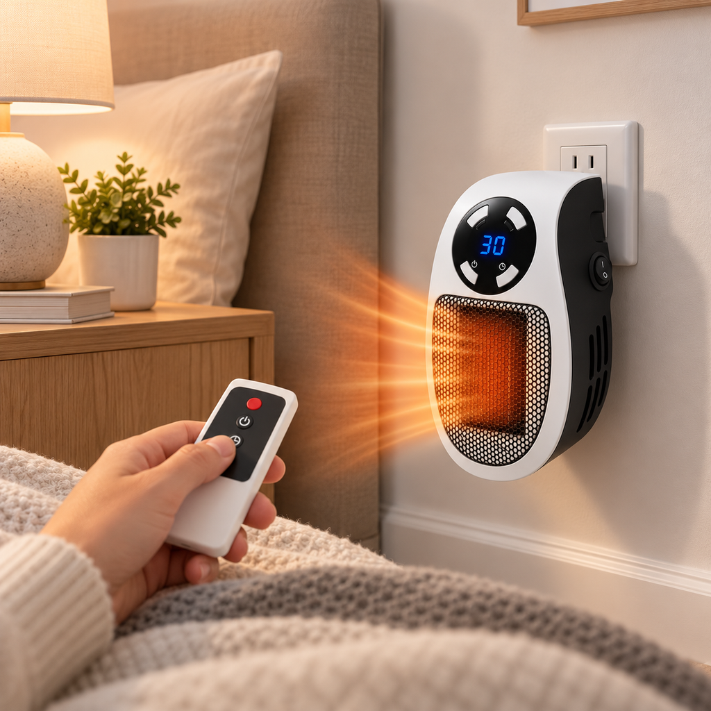 Electric Space Heater Remote Control Compact Oilless