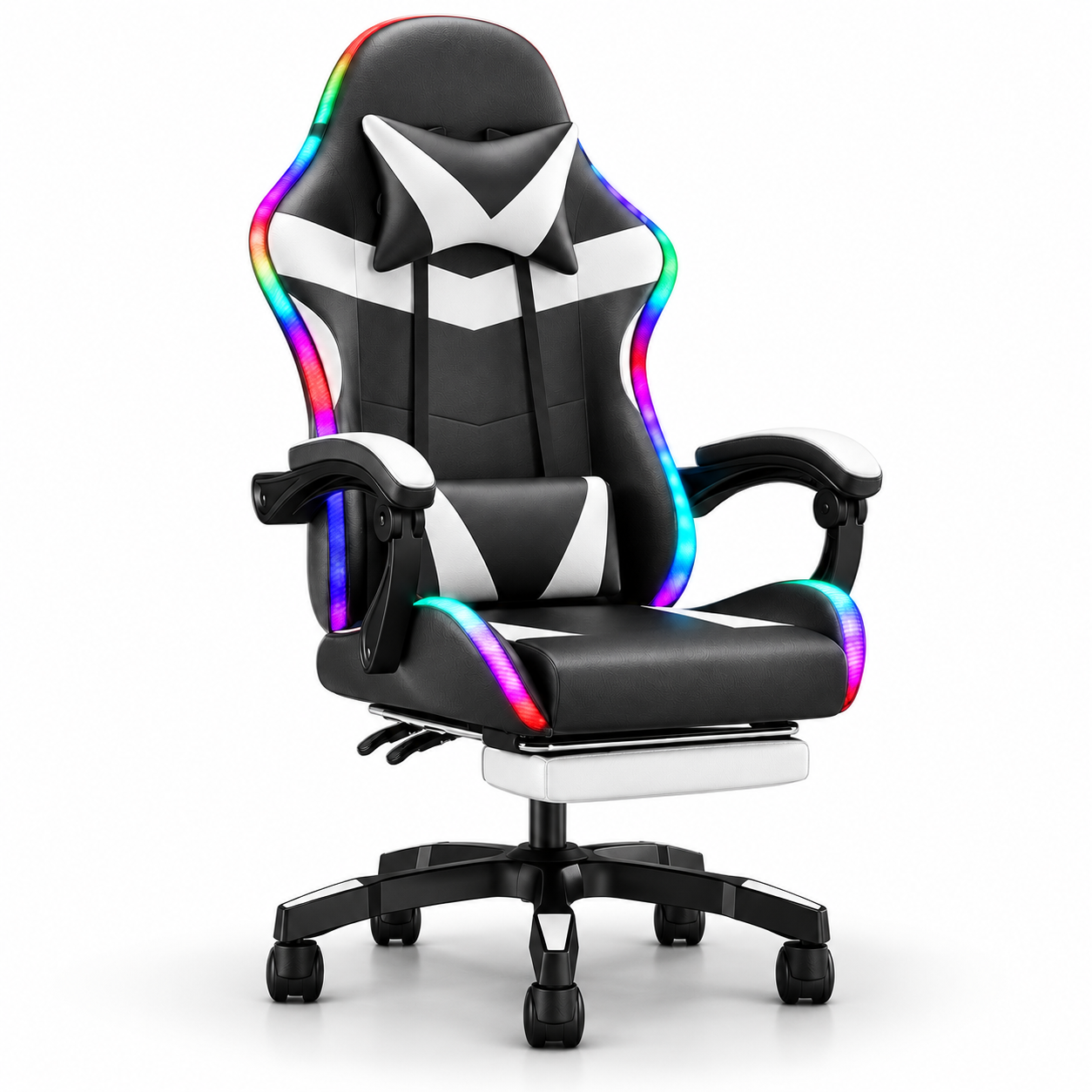 High Back Gaming Chair Rgb Recline Headrest Lumbar Support