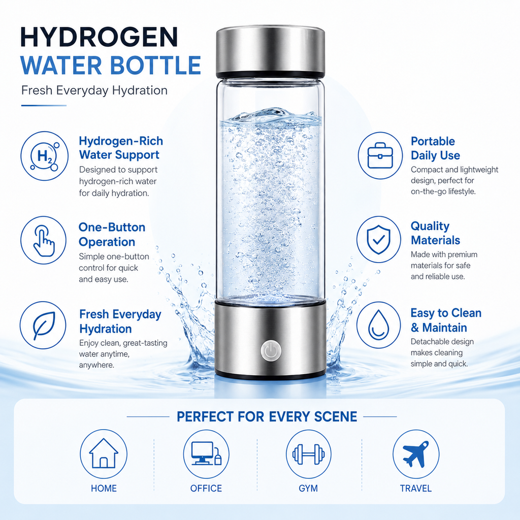 Hydrogen Water Bottle Portable Infused Hydration Maker
