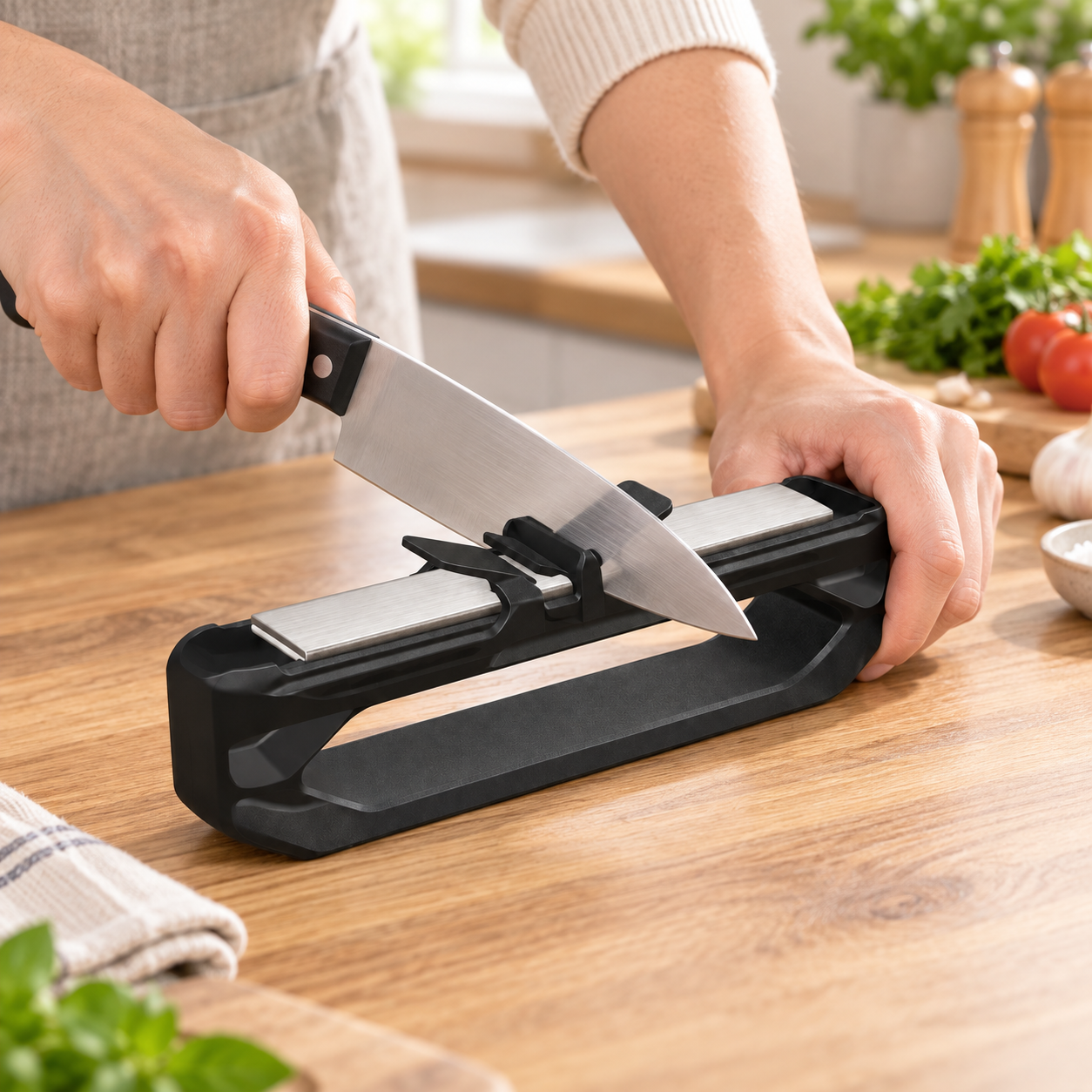 Kitchen Knife Sharpener Manual Compact Non Slip Handle