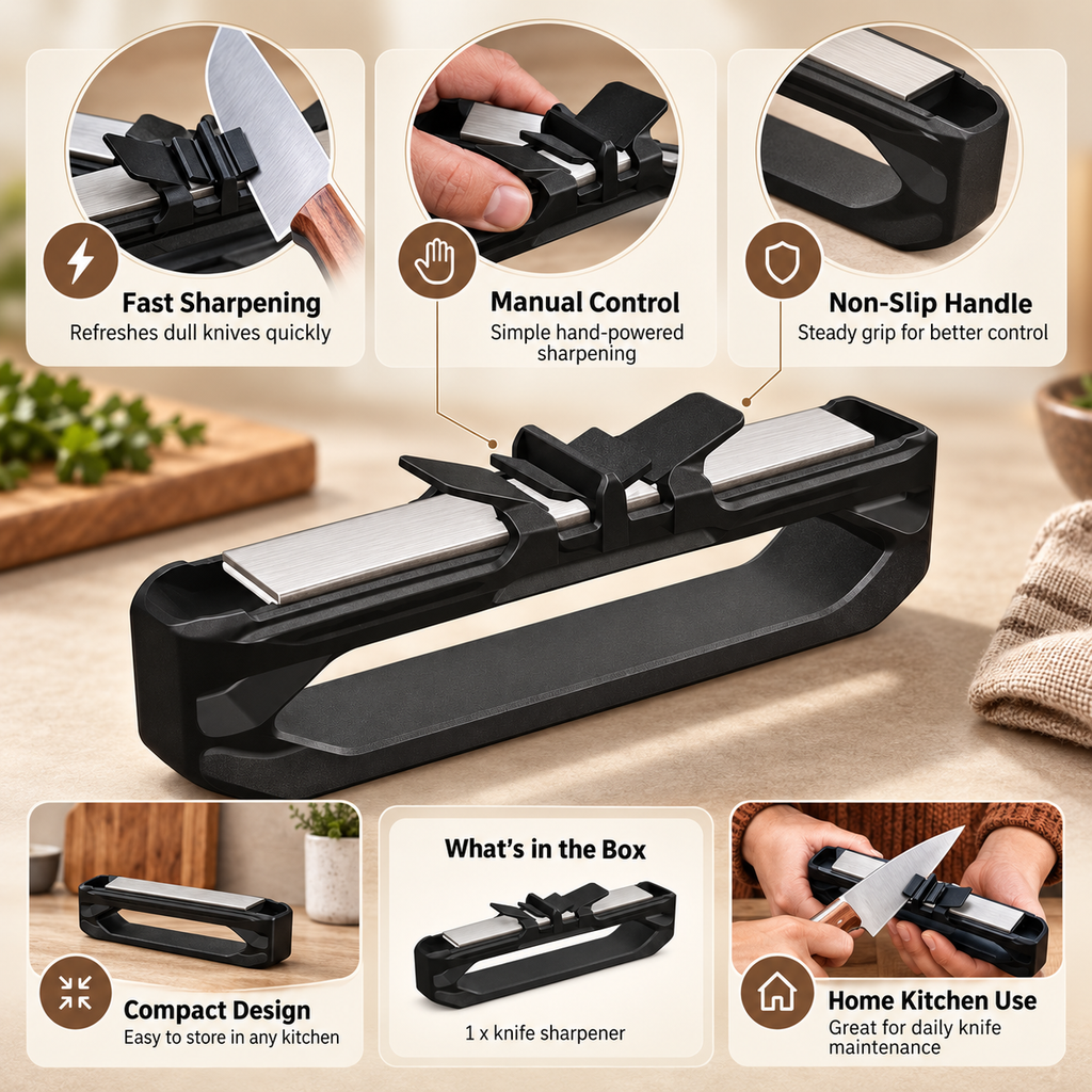 Kitchen Knife Sharpener Manual Compact Non Slip Handle