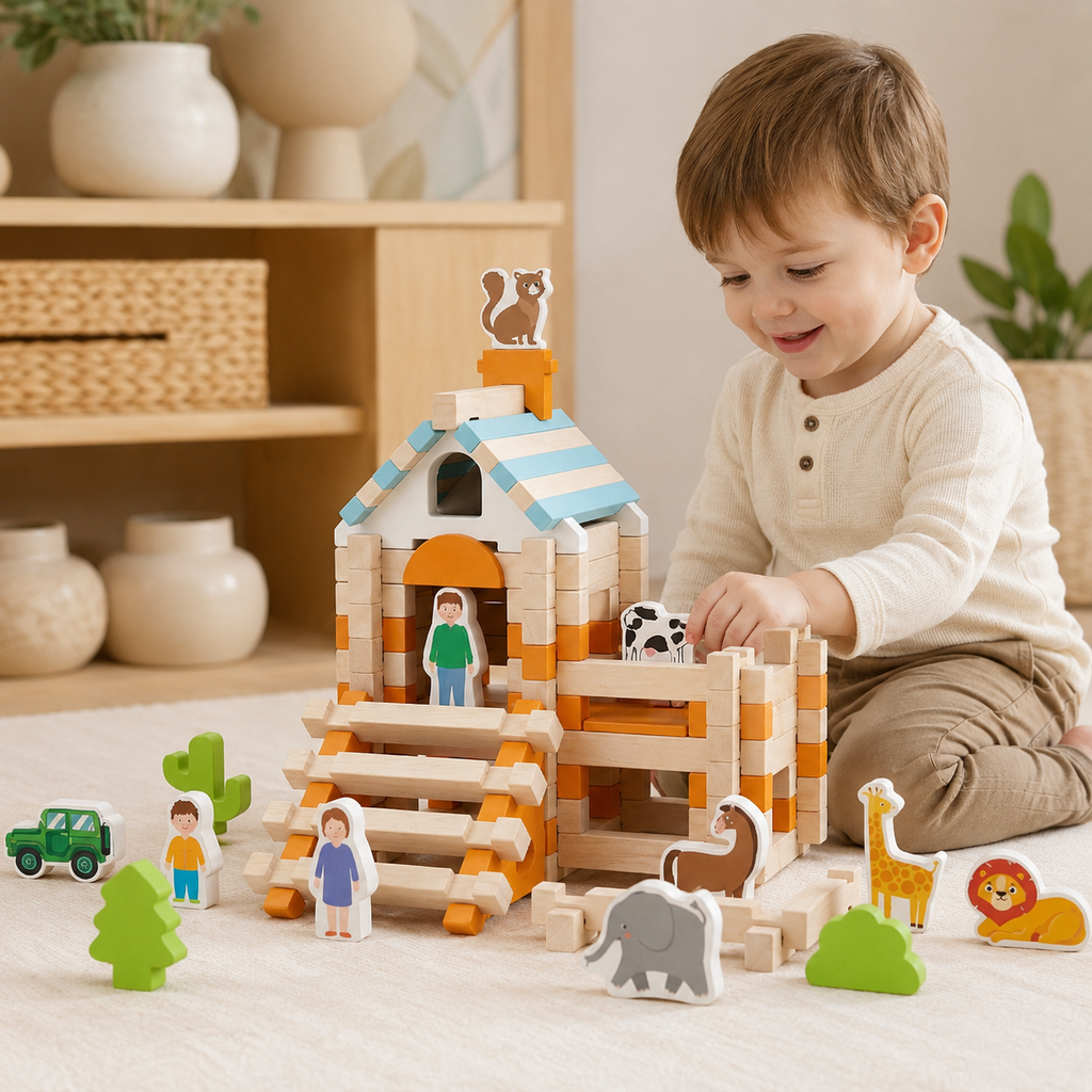 Montessori Building Blocks Wooden Creative Play Toddler