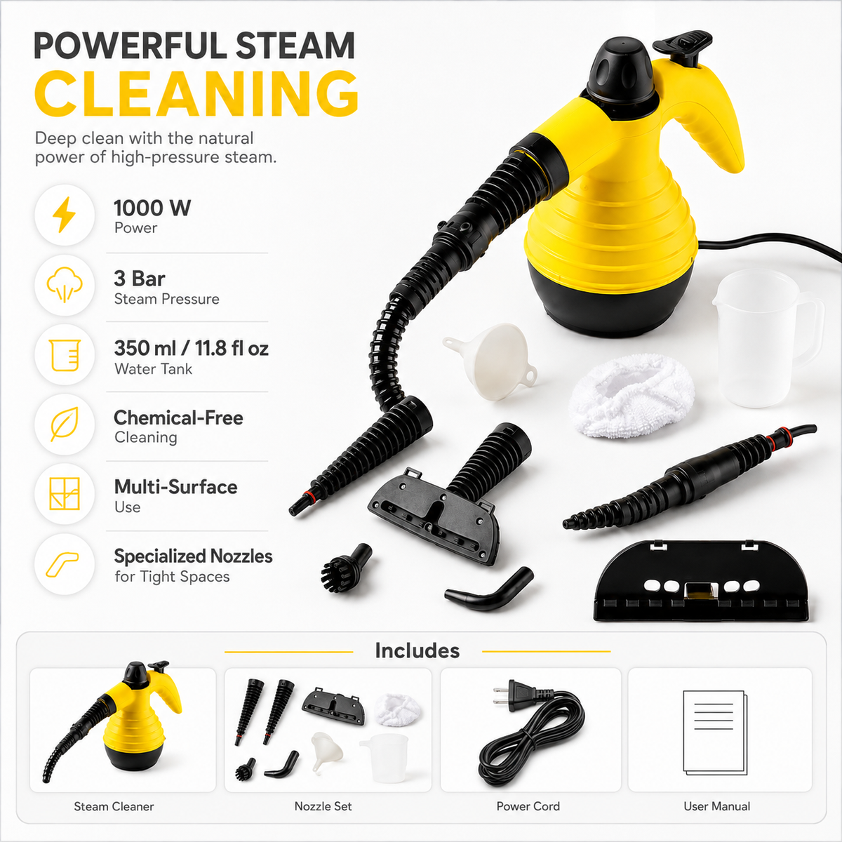 Steam Cleaner Upholstery Floors Kitchen Compact Design