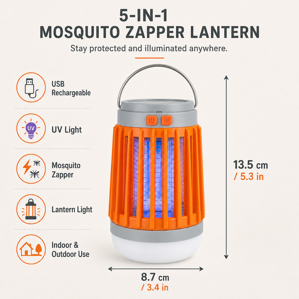 USB Rechargeable Mosquito Zapper UV Light Indoor Lantern
