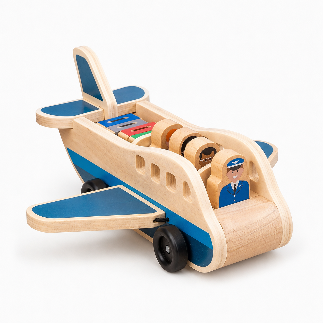 Wooden Airplane Toy Toddler Montessori Push Pull