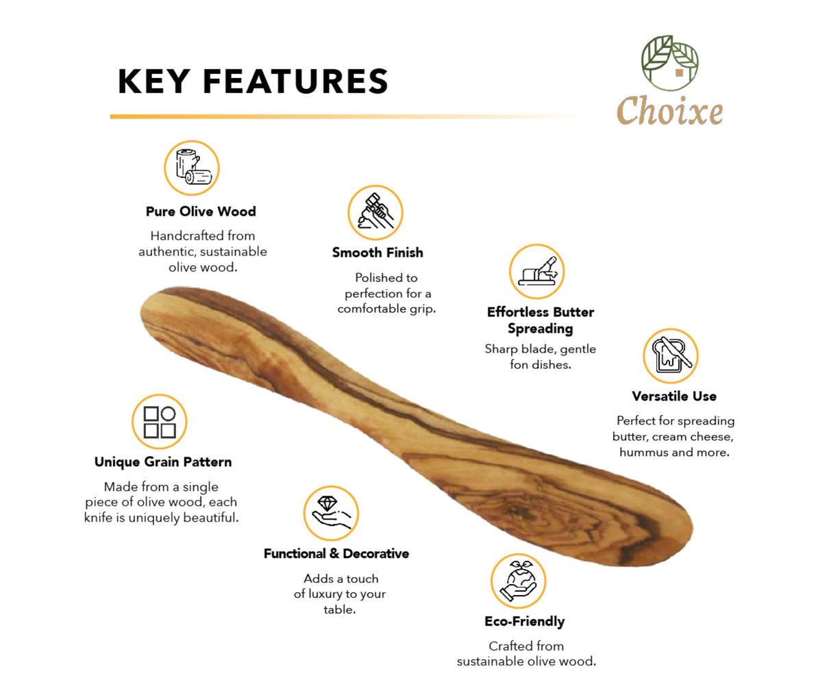 Olive Wood Bread Board and Butter Knife Set
