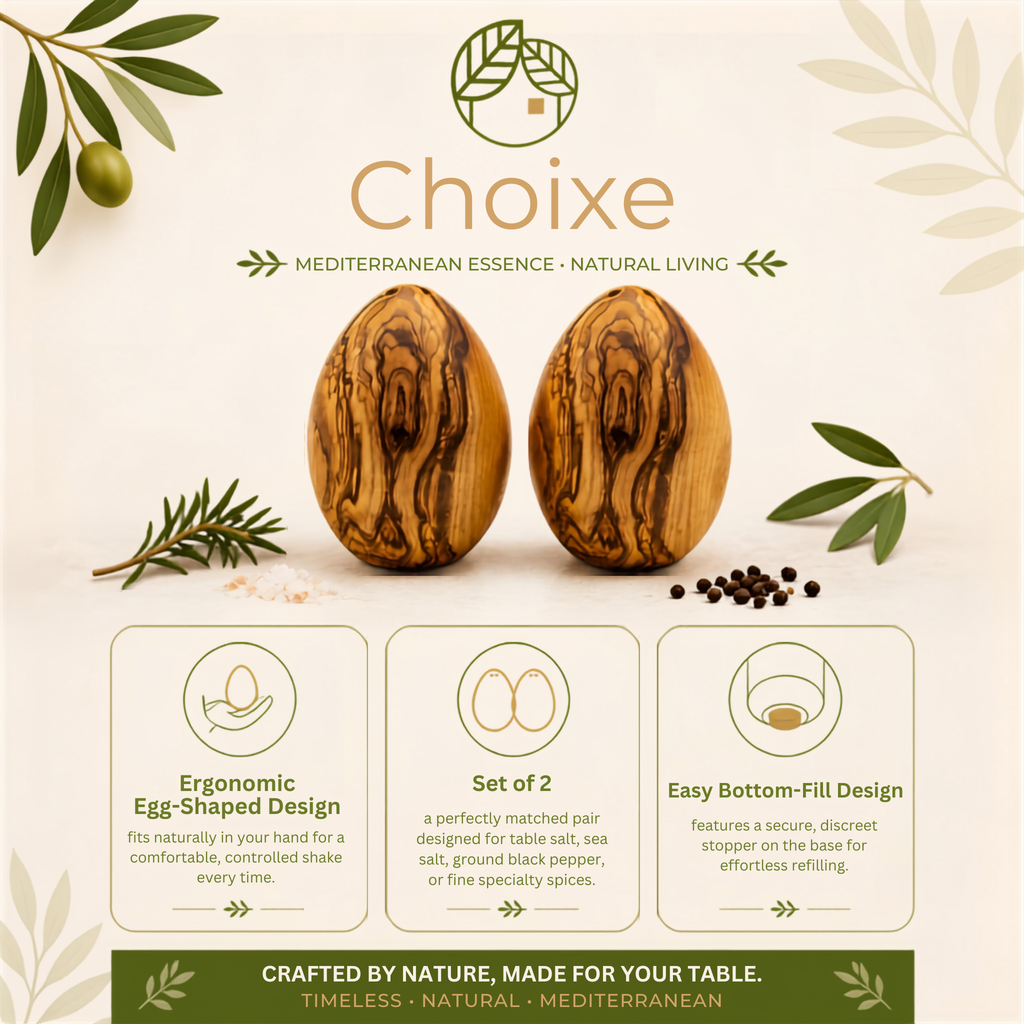 Olive Wood Salt and Pepper Shakers Set