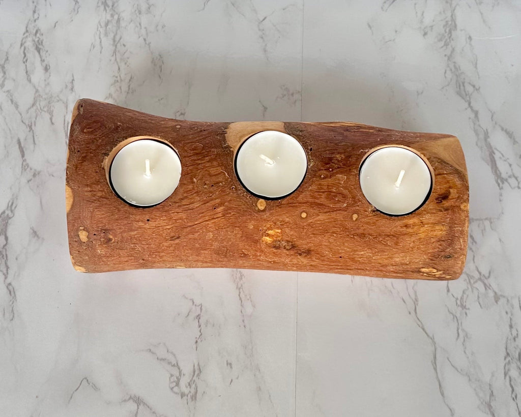 Olive Wood Taper Candle Holder