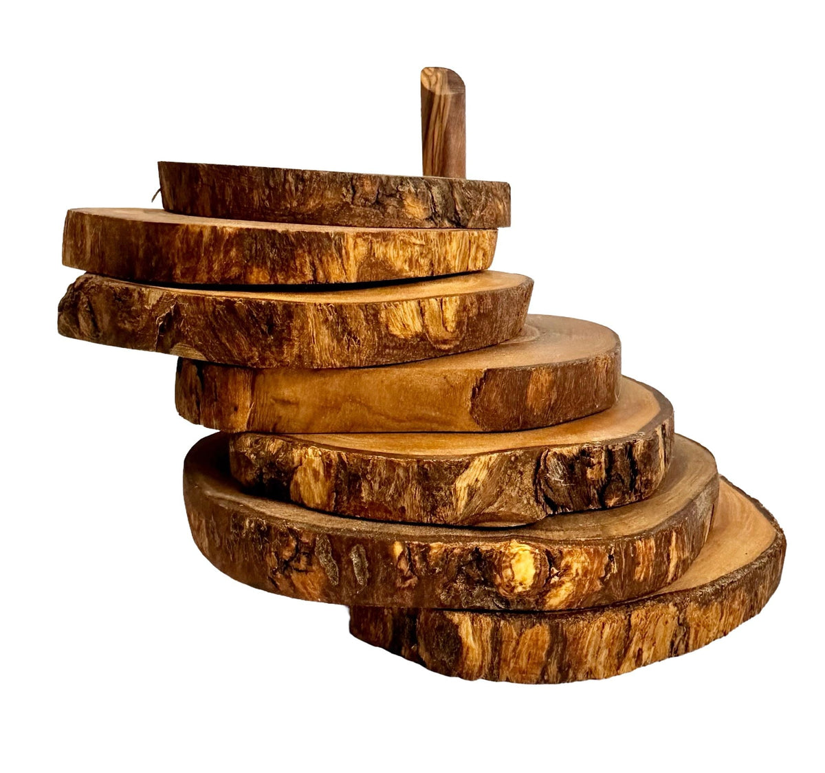 Olive Wood Coasters with Holder