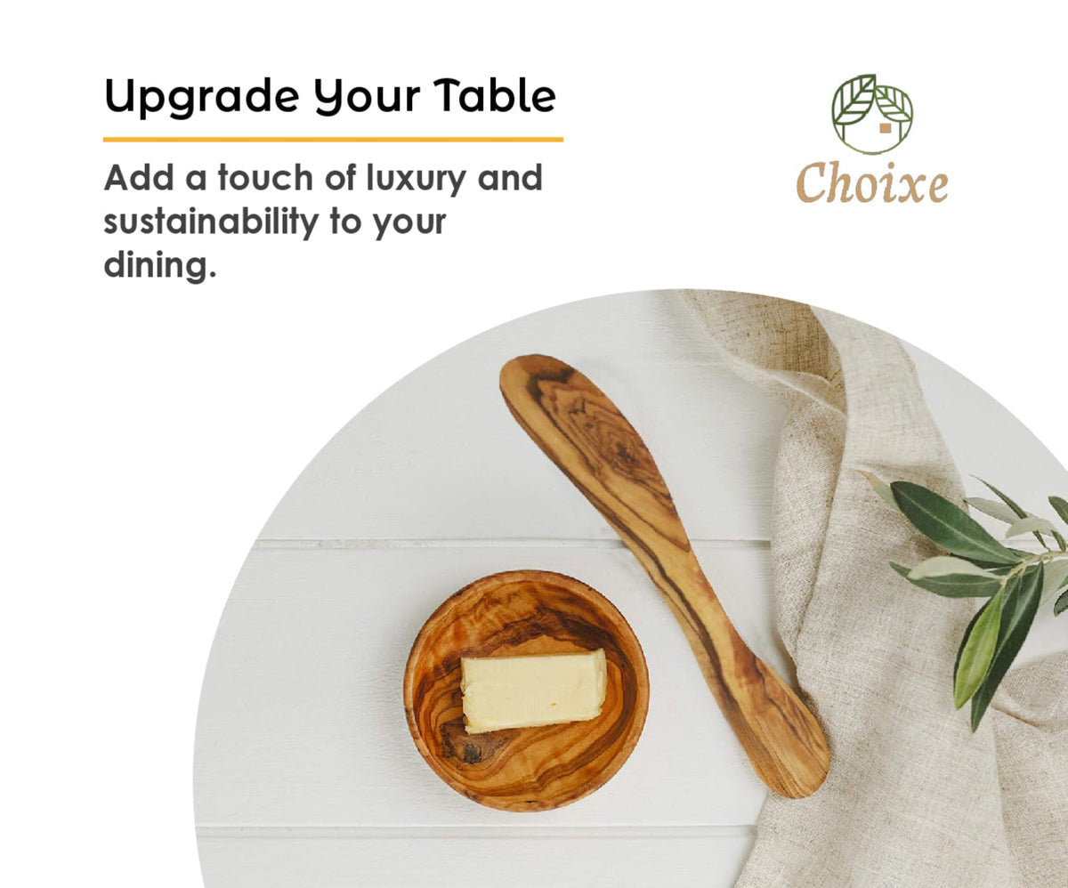 Olive Wood Bread Board and Butter Knife Set