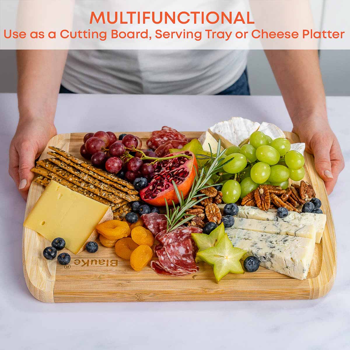 Large Bamboo Cutting Board with Juice Groove